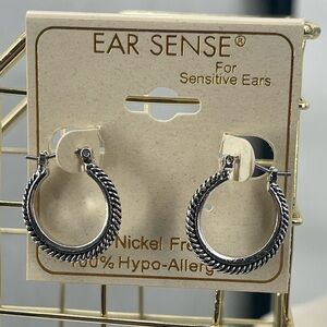 Ear sense NWT silver toned textured hoops earrings